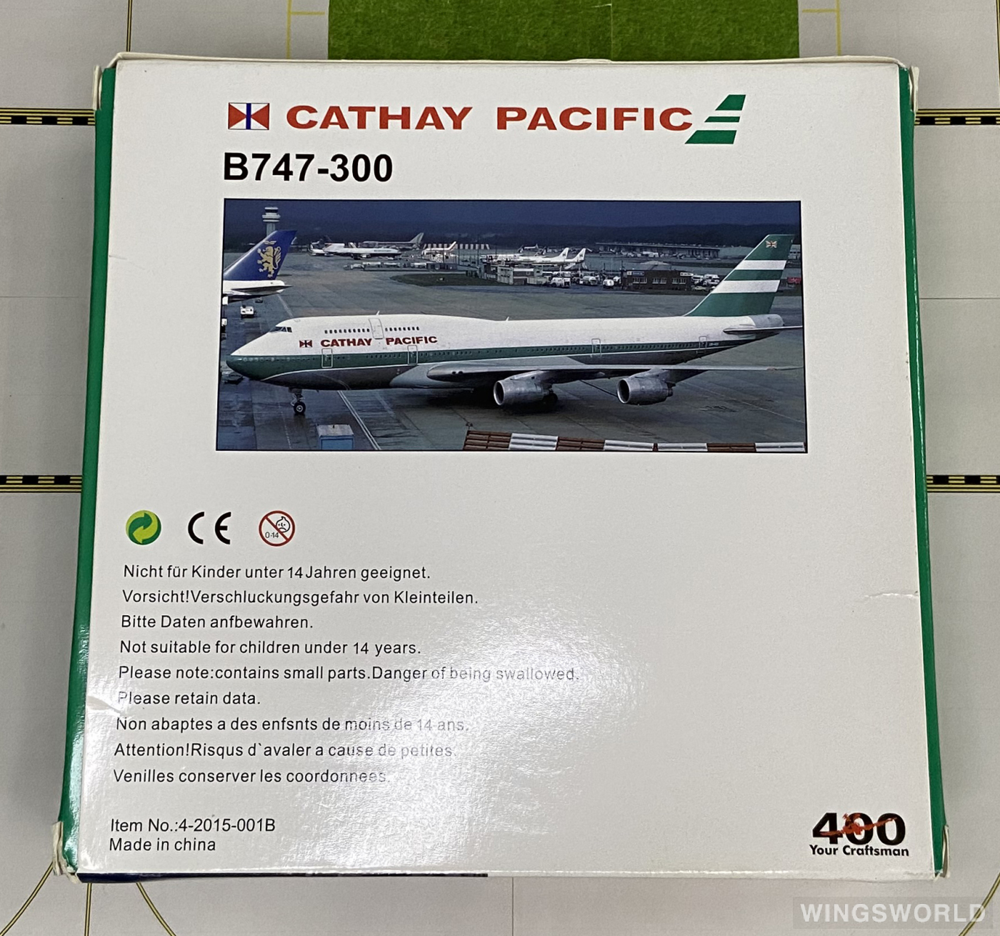 JC Wings 1:400 BB4-2015-001B Cathay Pacific 国泰航空 Boeing 747-300 VR-HII