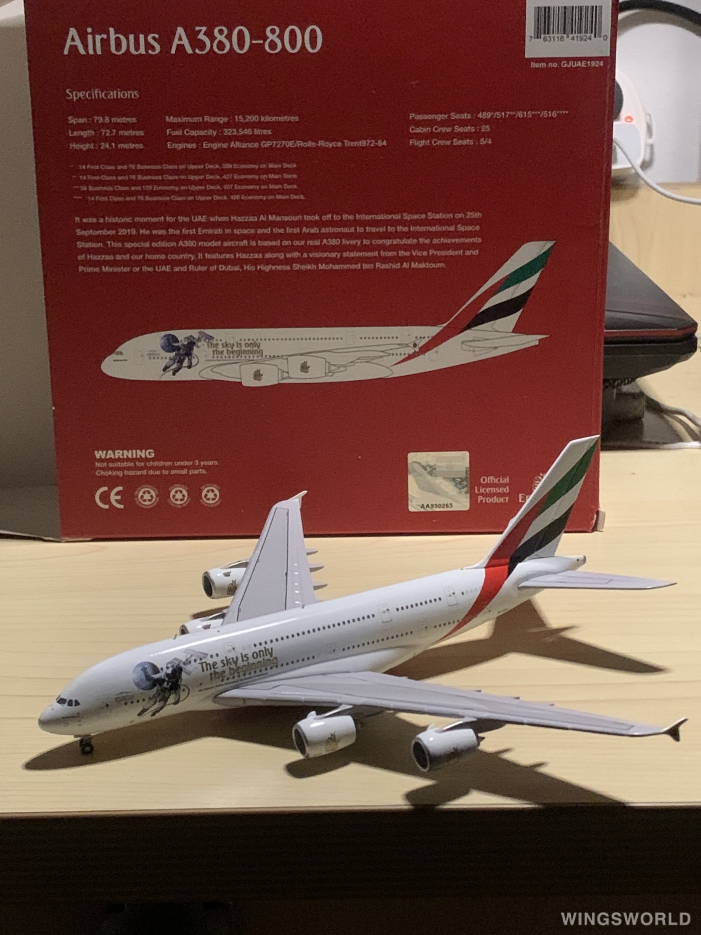 Geminijets 1:400 GJUAE1924 Emirates 阿联酋航空 Airbus A380-800 A6-EEH