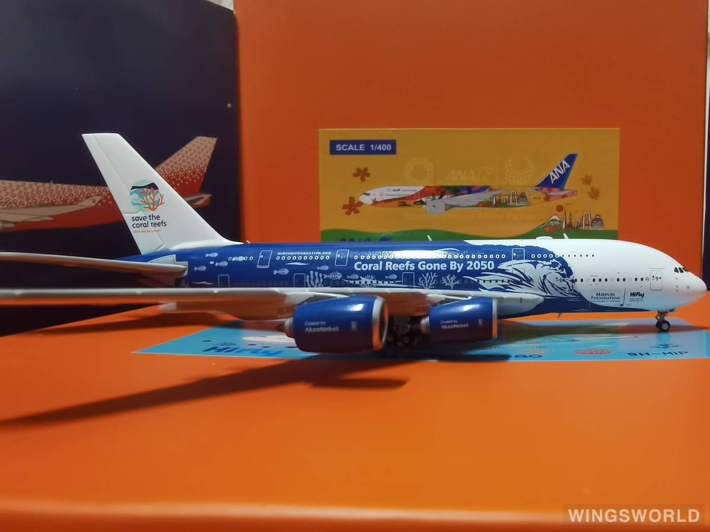 JC Wings 1:400 EW4388005 Hi Fly 葡萄牙高飞航空 Airbus A380-800 9H-MIP