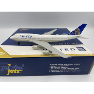 United Airlines 美国联合航空 Boeing 747-400 N105UA 2010s colors. With rolling gears. GJUAL1587 Geminijets 1:400