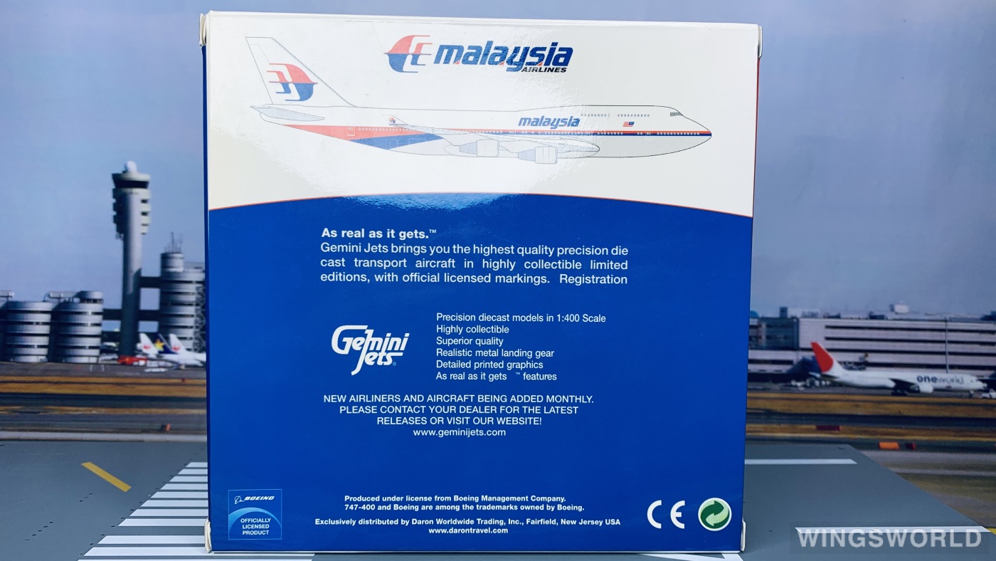 Geminijets 1:400 GJMAS299 Malaysia Airlines 马来西亚航空 Boeing 747-400 9M-MHL