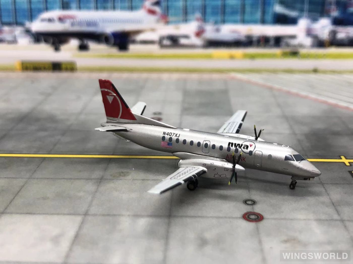 Geminijets 1:400 GJNWA970 Northwest Airlines 美国西北航空 Saab 340 N407XJ
