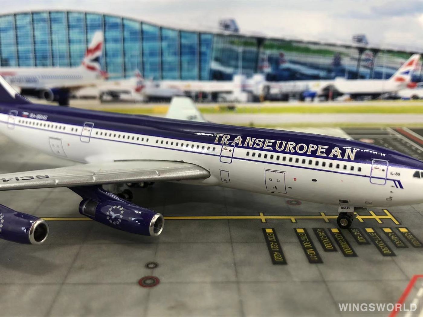 JC Wings 1:400 JC4069 Transeuropean Airlines Ilyushin Il-86 RA-86145