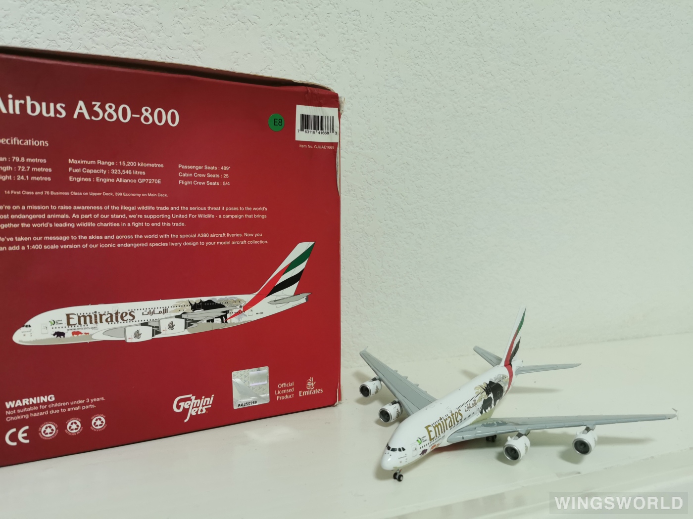 Geminijets 1:400 GJUAE1668 Emirates 阿联酋航空 Airbus A380-800 A6-EER