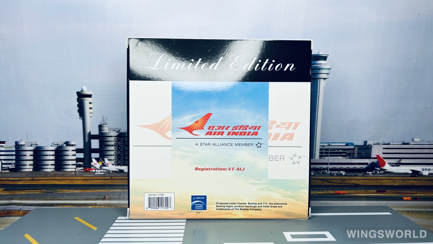 Phoenix 1:400 PH11729 Air India 印度航空 Boeing 777-300ER VT-ALJ