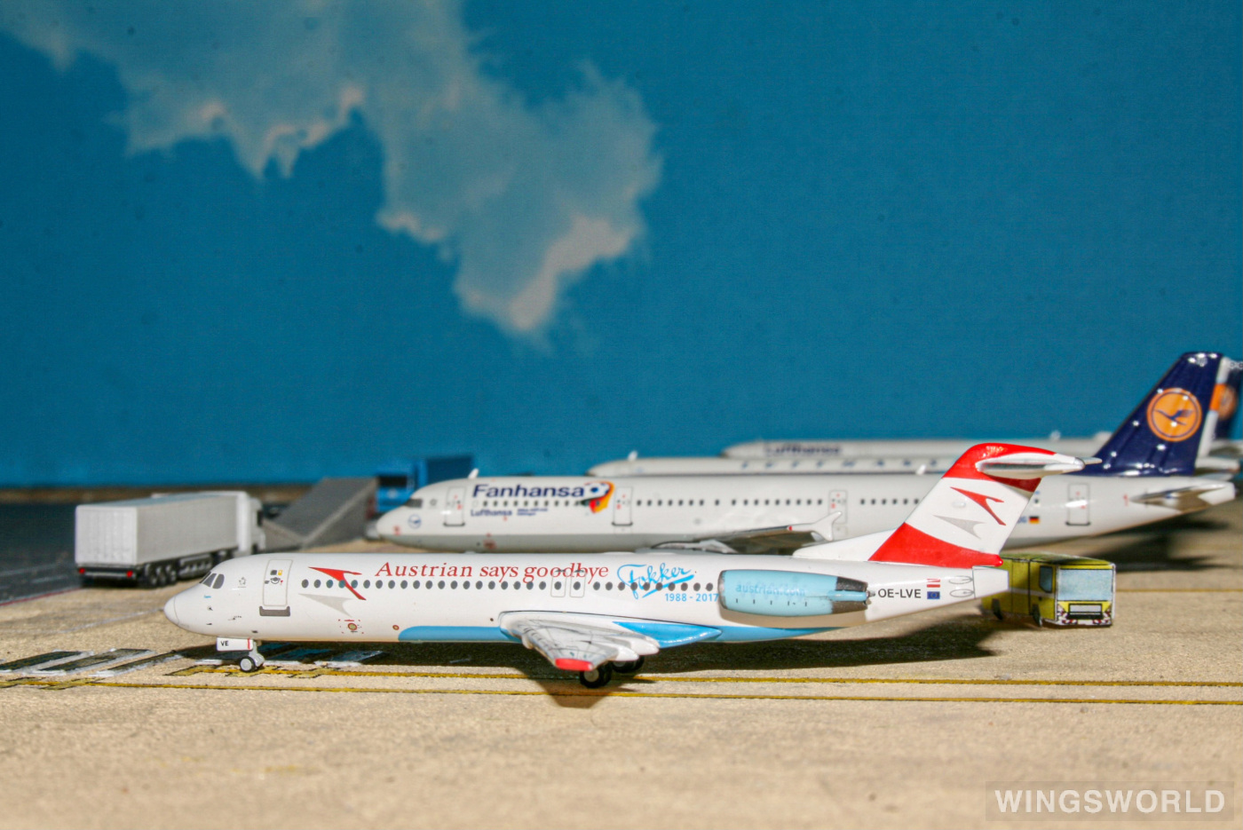 Geminijets 1:400 GJAUA1740 Austrian Airlines 奥地利航空 Fokker 100 OE-LVE
