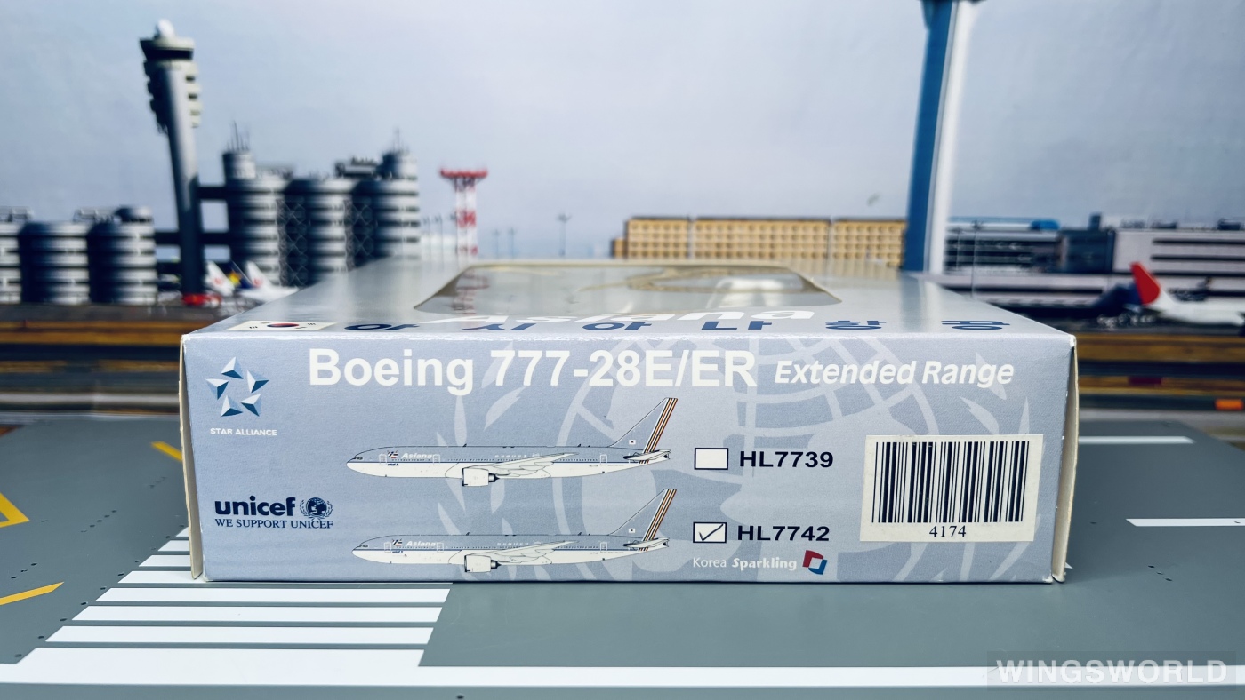 JC Wings 1:400 JC4174 Asiana 韩亚航空 Boeing 777-200ER HL7742