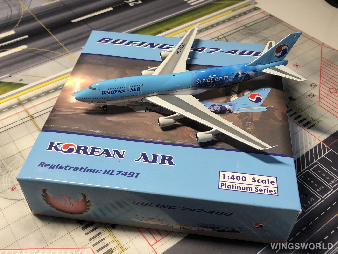 Phoenix 1:400 PH10441 Korean Air 大韩航空 Boeing 747-400 HL7491