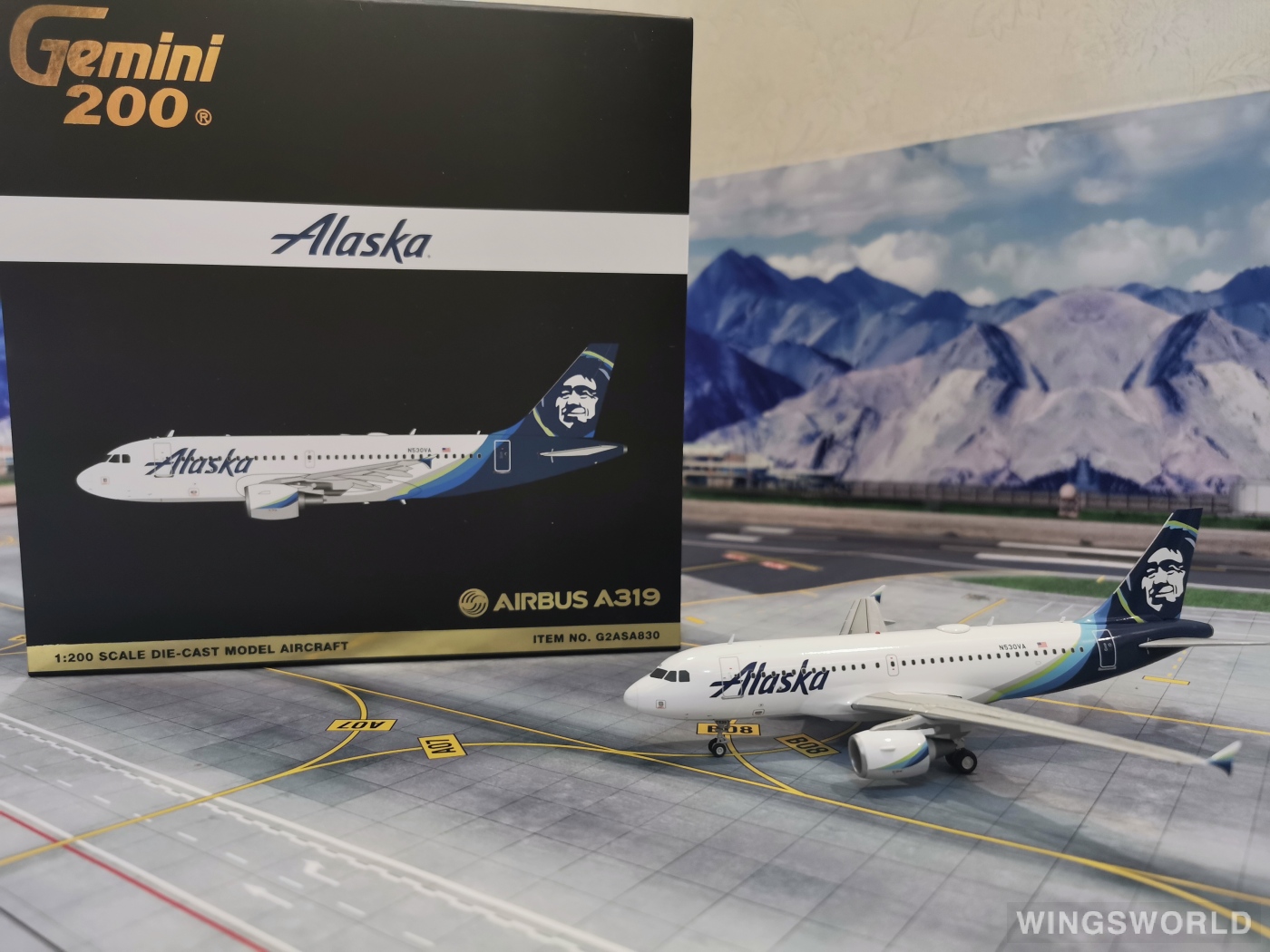 Geminijets 1:200 G2ASA830 Alaska Airlines 阿拉斯加航空 Airbus A319 N530VA
