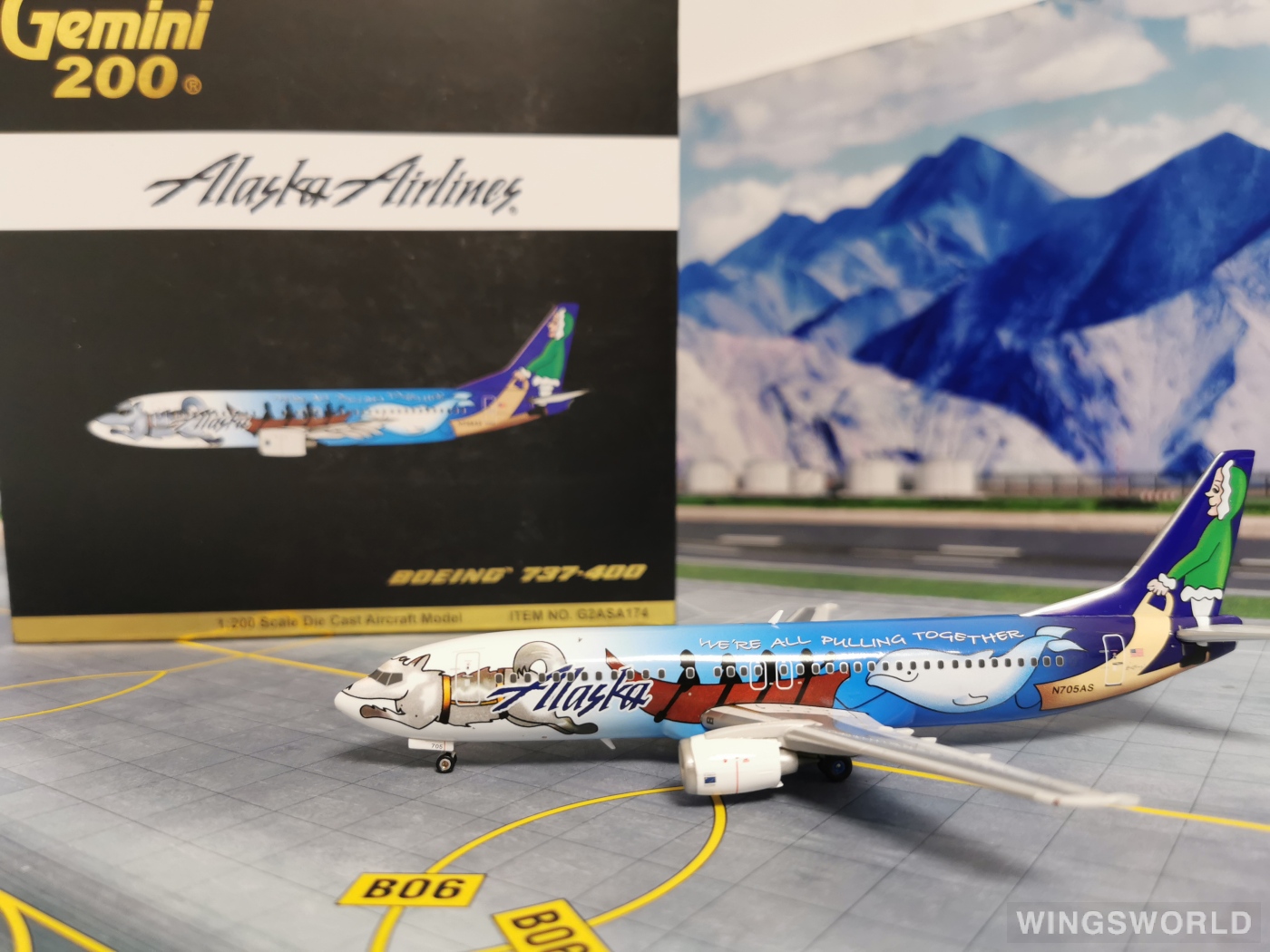 Geminijets 1:200 G2ASA174 Alaska Airlines 阿拉斯加航空 Boeing 737-400 N705AS
