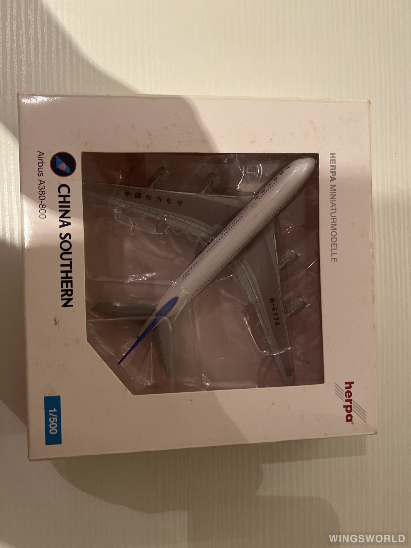Herpa 1:500 520928 China Southern 中国南方航空 Airbus A380-800 B-6136