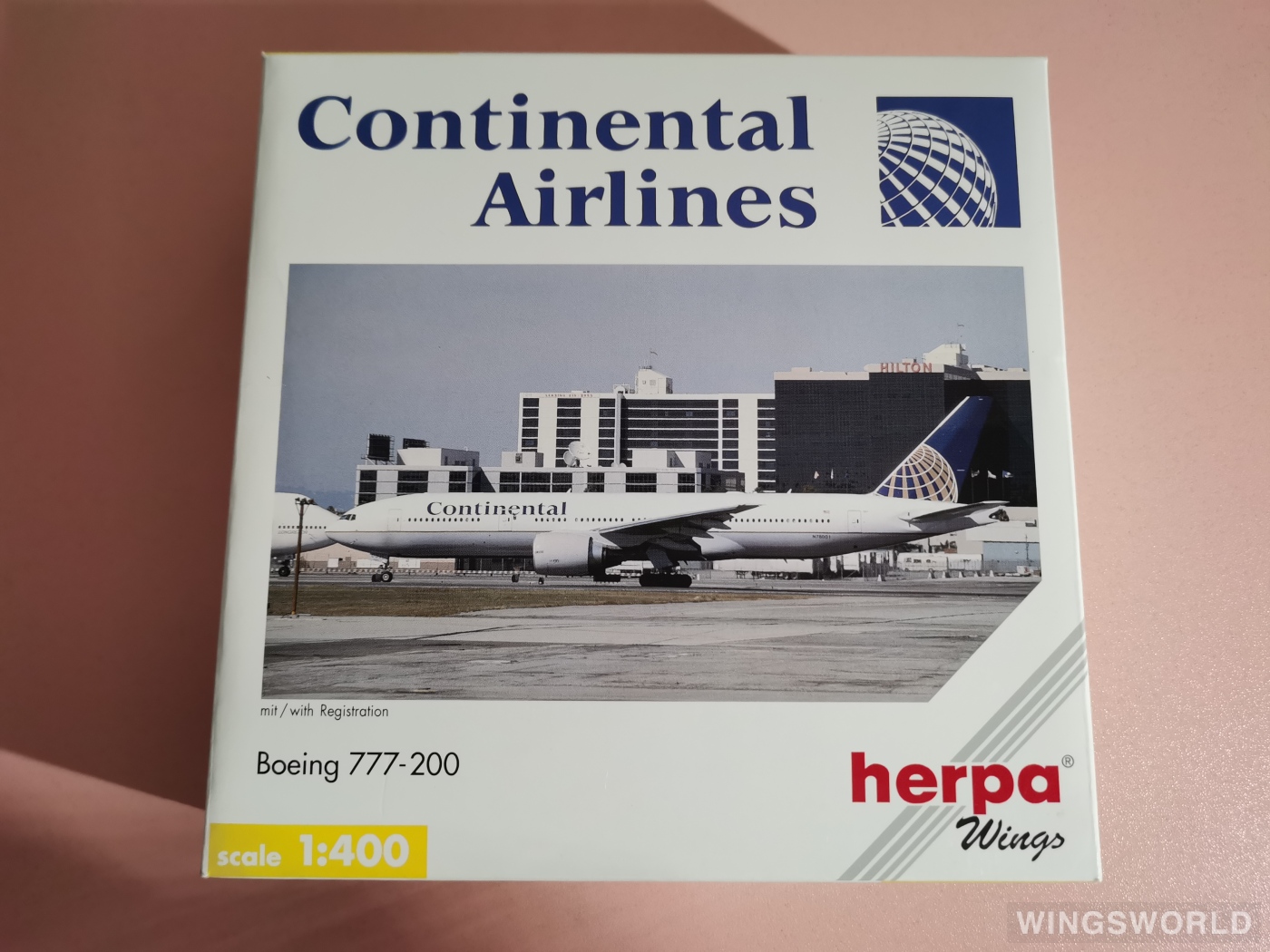 Herpa 1:400 560429 Continental Airlines 美国大陆航空 Boeing 777-200 N77006
