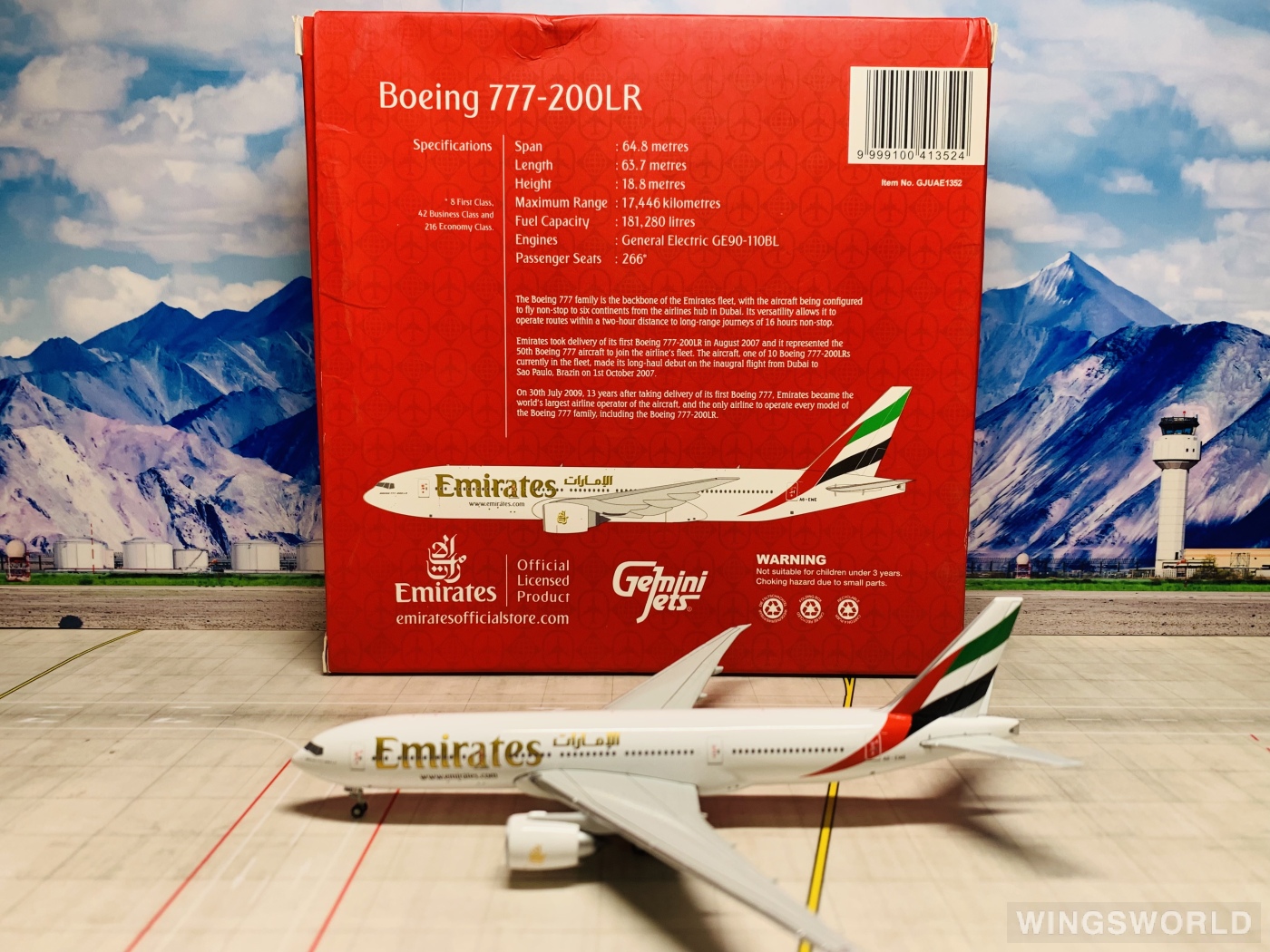 Geminijets 1:400 GJUAE1352 Emirates 阿联酋航空 Boeing 777-200 A6-EWE
