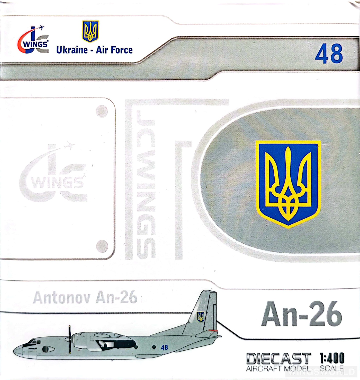 JC Wings 1:400 LH4326 Ukrainian Air Force 乌克兰空军 Antonov An-26 48
