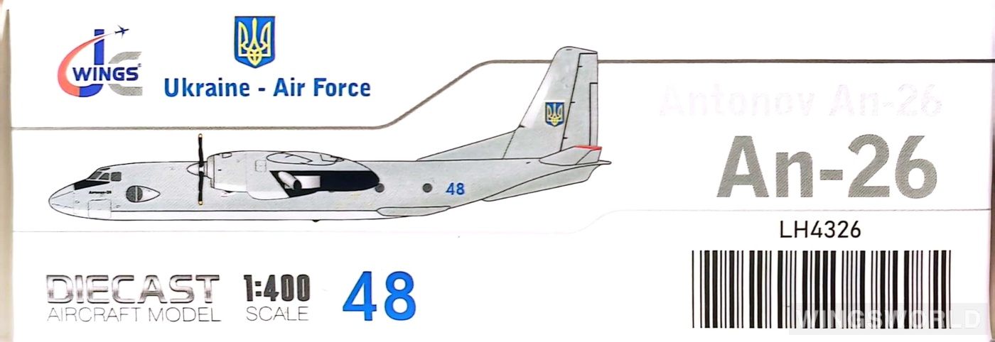 JC Wings 1:400 LH4326 Ukrainian Air Force 乌克兰空军 Antonov An-26 48
