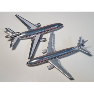 American Airlines 美国航空 McDonnell Douglas DC-10 N163AA 1980s colors. Polished fuselage. With rolling gears. ACN163AA AeroClassics 1:400