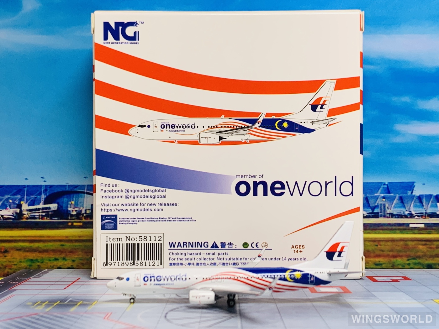 NGmodels 1:400 NG58112 Malaysia Airlines 马来西亚航空 Boeing 737-800 9M-MXC