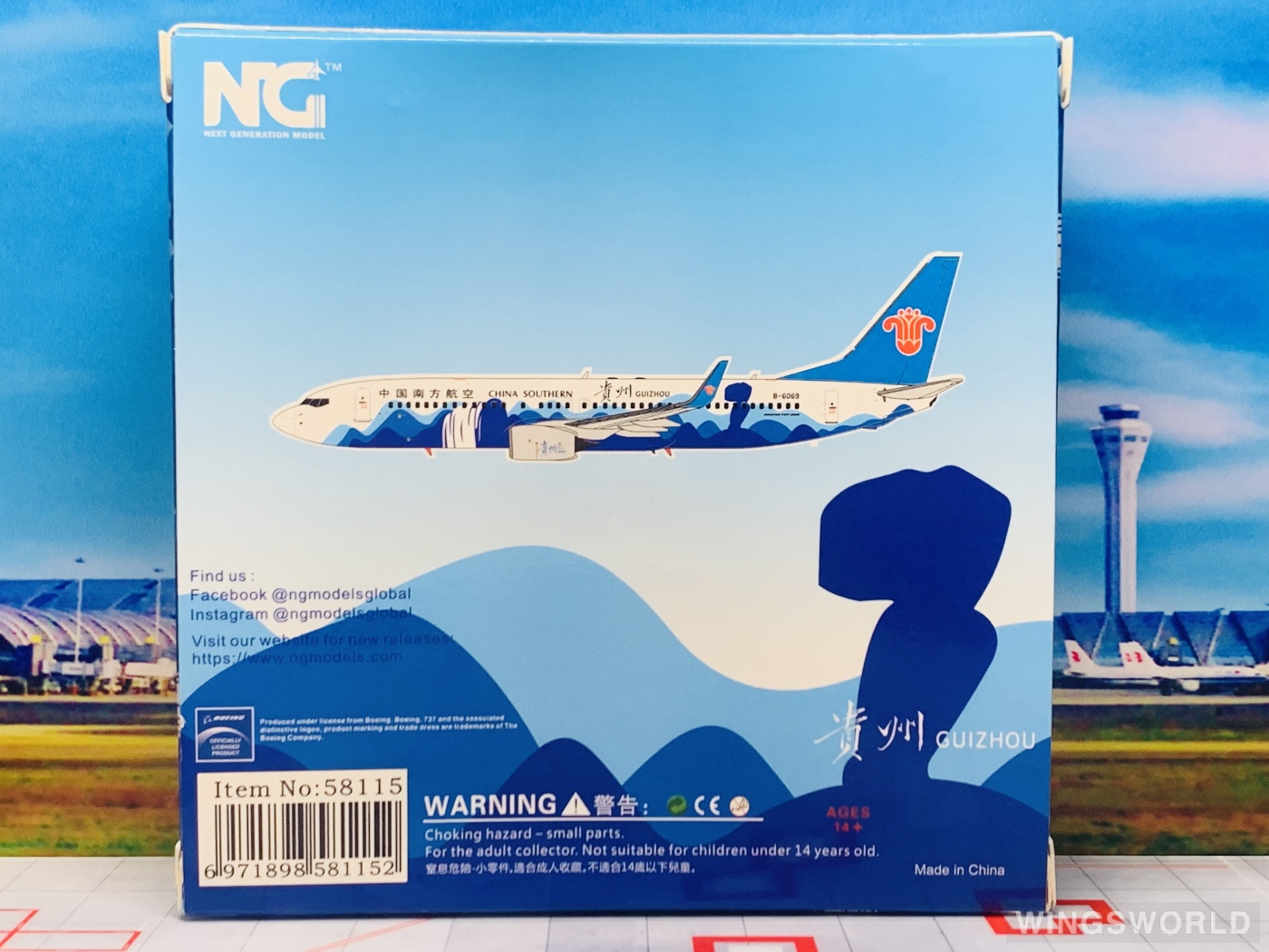 NGmodels 1:400 NG58115 China Southern 中国南方航空 Boeing 737-800 B-6069