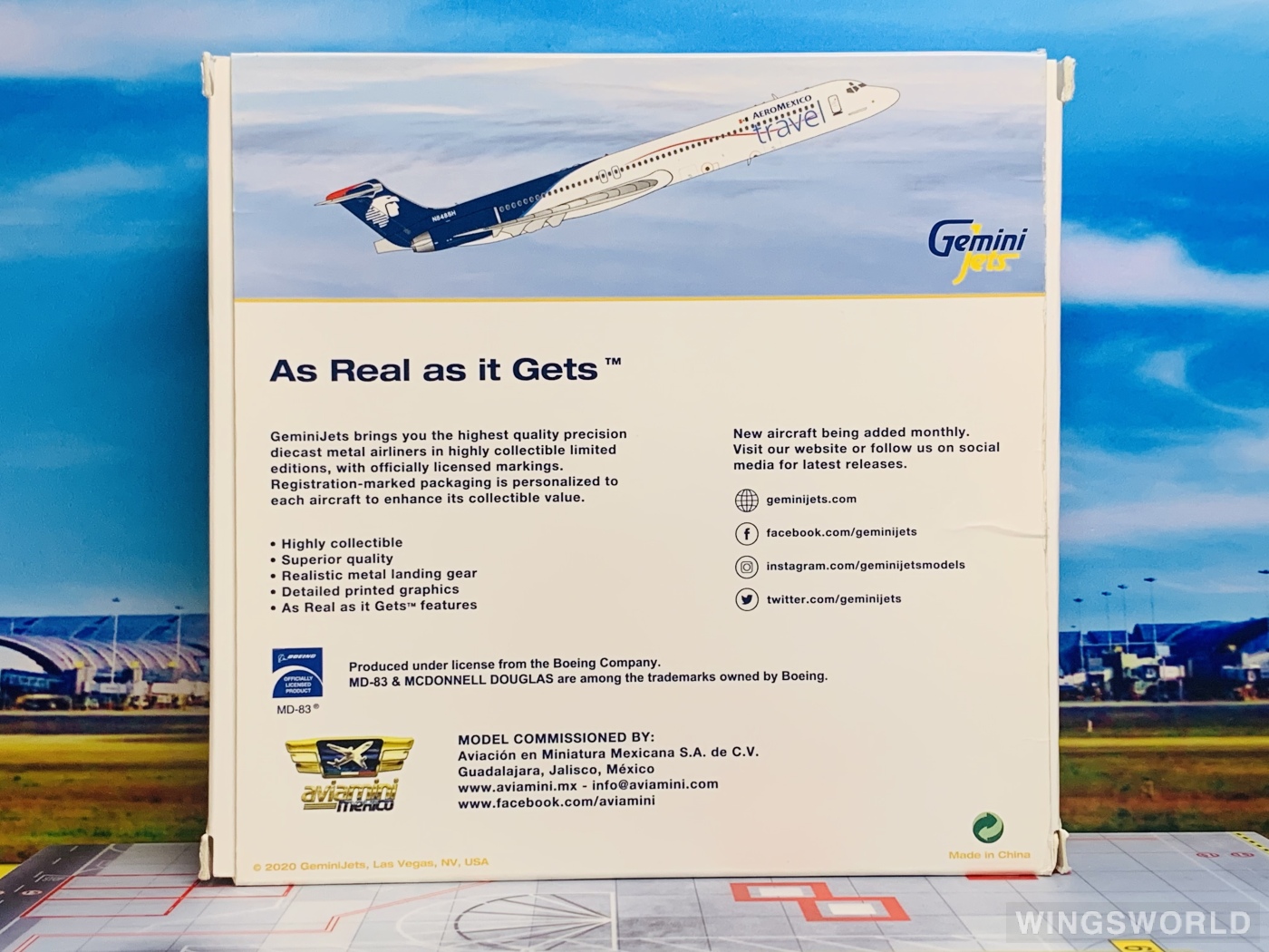 Geminijets 1:400 GJAMX1434 Aeroméxico 墨西哥国际航空 McDonnell Douglas MD-83 N848SH
