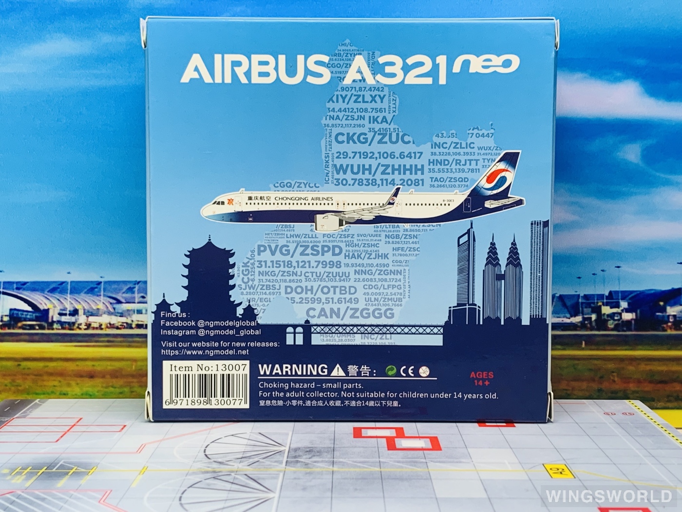 NGmodels 1:400 NG13007 Chongqing Airlines 重庆航空 Airbus A321neo B-30E3