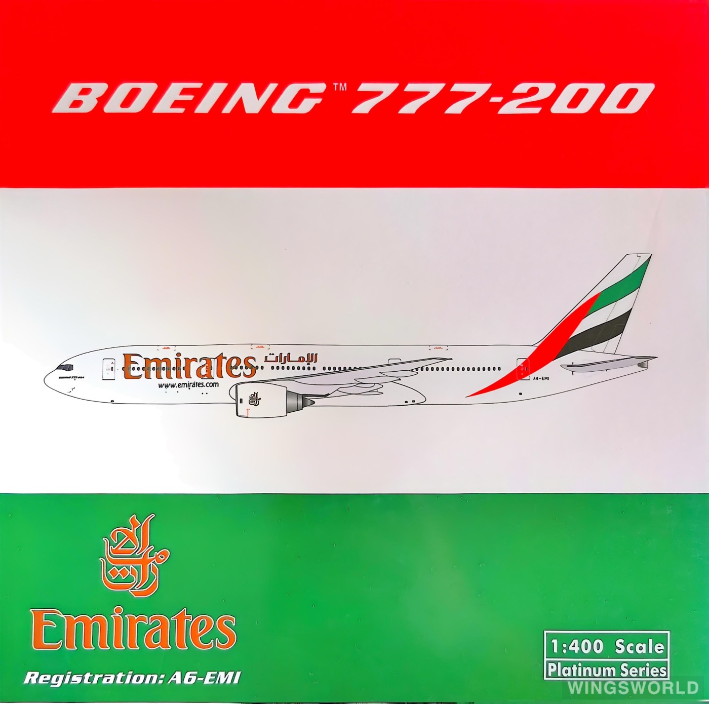 Phoenix 1:400 PH10390 Emirates 阿联酋航空 Boeing 777-200 A6-EMI