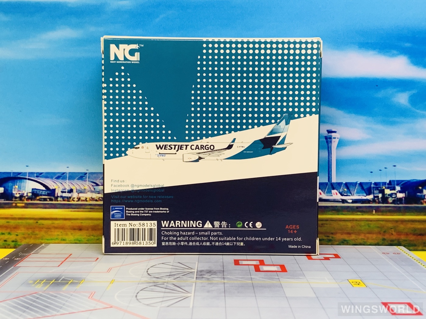 NGmodels 1:400 NG58135 WestJet 西捷航空 Boeing 737-800 C-FTWJ