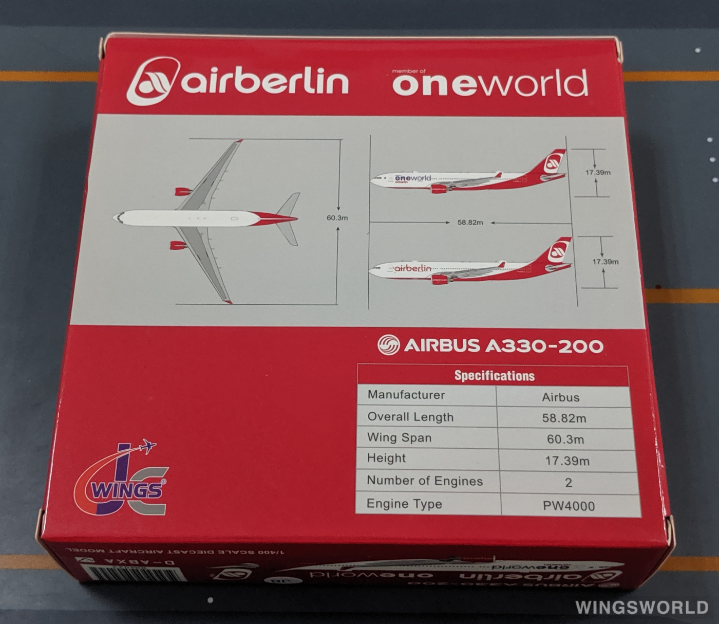 JC Wings 1:400 XX4022 Air Berlin 柏林航空 Airbus A330-200 D-ABXA