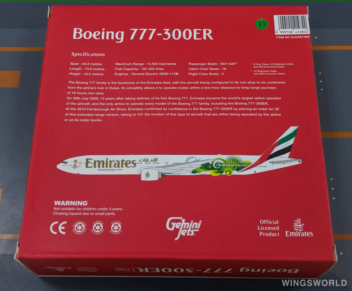 Geminijets 1:400 GJUAE1484 Emirates 阿联酋航空 Boeing 777-300 A6-EGE